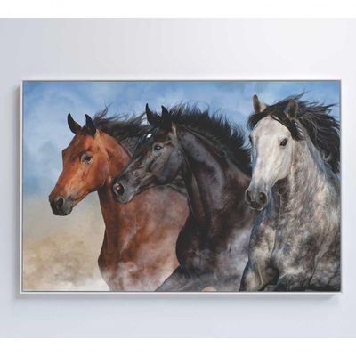 Quadro Cavalos Correndo Medidas 90x60 Cm Impressão Tecido Canvas