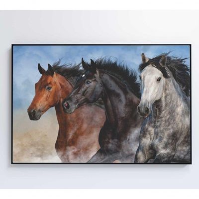 Quadro Cavalos Correndo Medidas 90x60 Cm Impressão Tecido Canvas