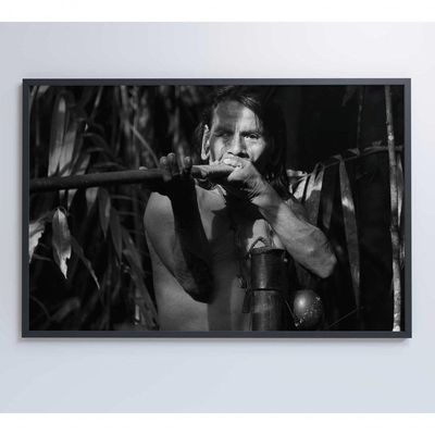 Quadro índio Caçando Na Amazônia Medidas 120x80 Cm Impressão Vidro Acrílico