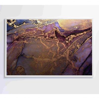 Quadro Abstrato Com Pintura Dourada Medidas 90x60 Cm Impressão Vidro Acrílico