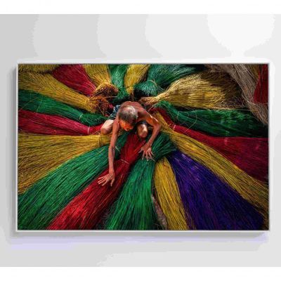 Quadro Artesão Secando Tapetes Tradicionais Medidas 60x40 Cm Impressão Vidro Acrílico