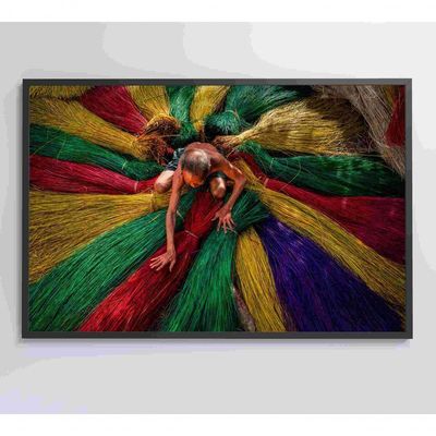 Quadro Artesão Secando Tapetes Tradicionais Medidas 60x40 Cm Impressão Vidro Acrílico