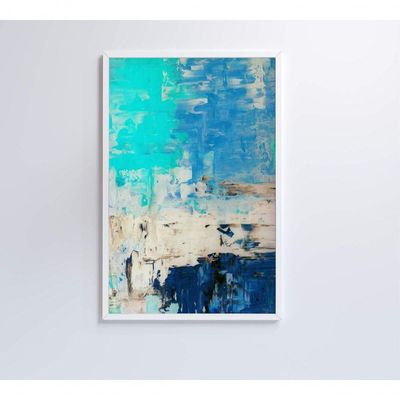 Quadro Abstrato Pintura Em Tela Azul Medidas 60x90 Cm Impressão Adesivo Fotográfico