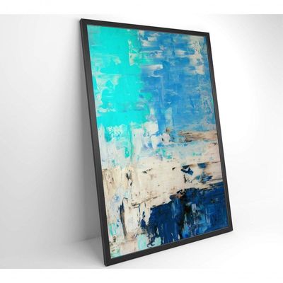 Quadro Abstrato Pintura Em Tela Azul Medidas 60x90 Cm Impressão Adesivo Fotográfico
