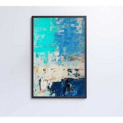 Quadro Abstrato Pintura Em Tela Azul Medidas 60x90 Cm Impressão Adesivo Fotográfico