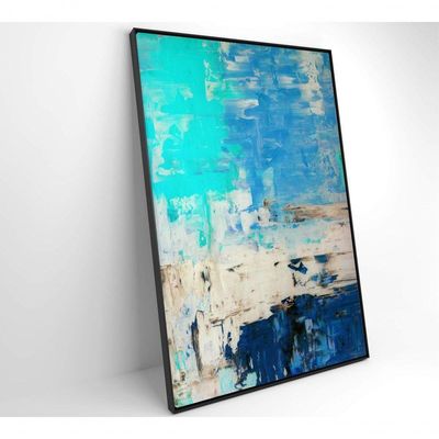Quadro Abstrato Pintura Em Tela Azul Medidas 60x90 Cm Impressão Adesivo Fotográfico
