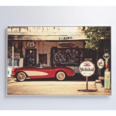 Quadro Carro Clássico Vermelho Medidas 60x40 Cm Impressão Adesivo Fotográfico