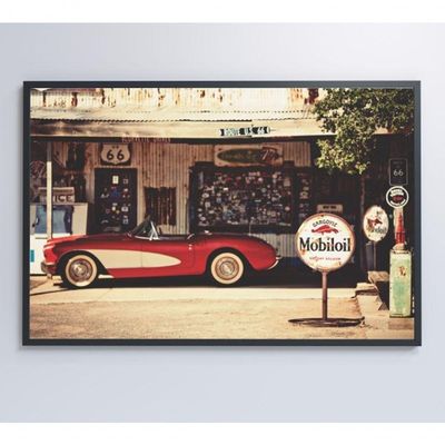 Quadro Carro Clássico Vermelho Medidas 60x40 Cm Impressão Adesivo Fotográfico
