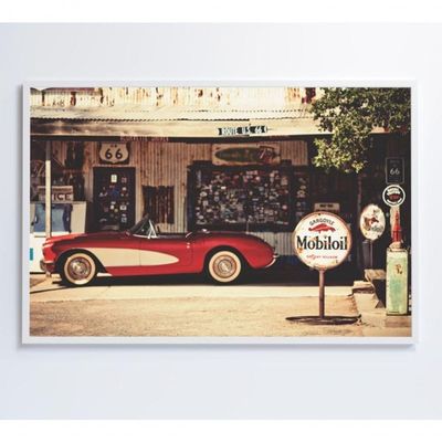 Quadro Carro Clássico Vermelho Medidas 60x40 Cm Impressão Adesivo Fotográfico