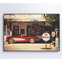 Quadro Carro Clássico Vermelho Medidas 60x40 Cm Impressão Adesivo Fotográfico