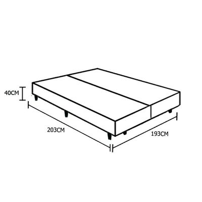 Base Box King Bipartido Homequeen Sintético Cinza 40x193x203