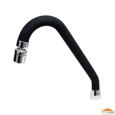 Tubo J Silicone Preto Arejador Articulavel Latão Cromado