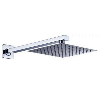 Ducha Quadrada Slim 20x20cm Com Braço 40cm Inox Prata Domum