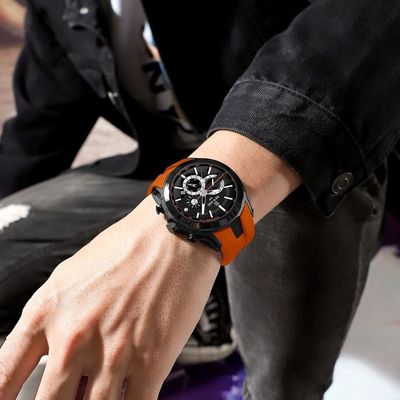 Relogio Masculino Esportivo Impermeavel 3atm Pulseira De Silicone Laranja