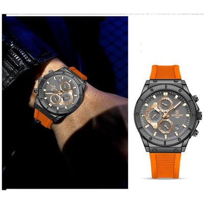 Relógio De Pulso Masculino Quartzo Laranja