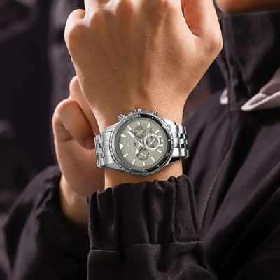 Relógio De Pulso Masculino De Quartzo Em Aço Inoxidavel 3atm Cinza