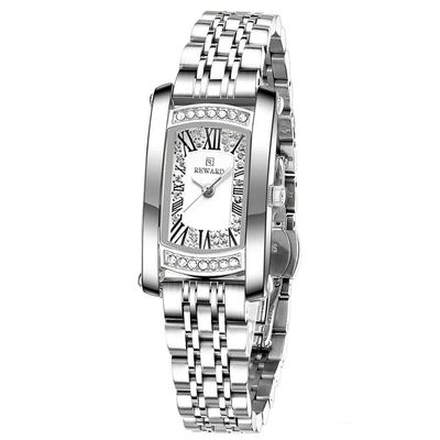 Relógio De Pulso Feminino Quartzo Aço Inoxidável Branco