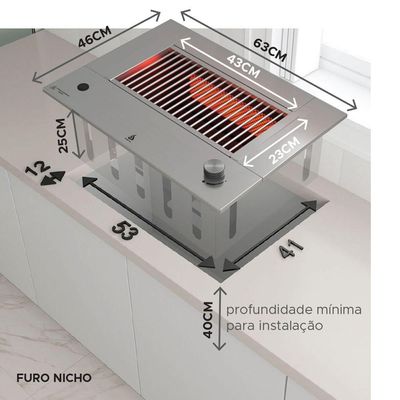 Churrasqueira A Gas De Embutir Dxx300 Compact Dinoxx Grelha Uruguaia Em Inox - Gn