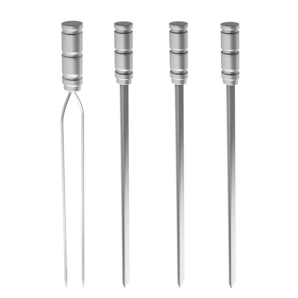 Kit De 4 Espetos Em Aço Inox 1 Duplo + 3 Simples Qualinox