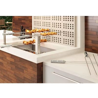 Kit De 4 Espetos Em Aço Inox 1 Duplo + 3 Simples Qualinox