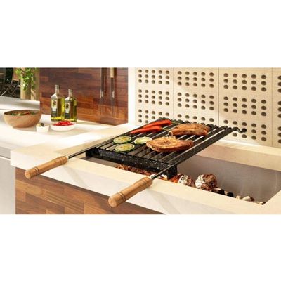 Grelha Para Churrasco Esmaltada Com Coletor De Gordura 85x40 Cm