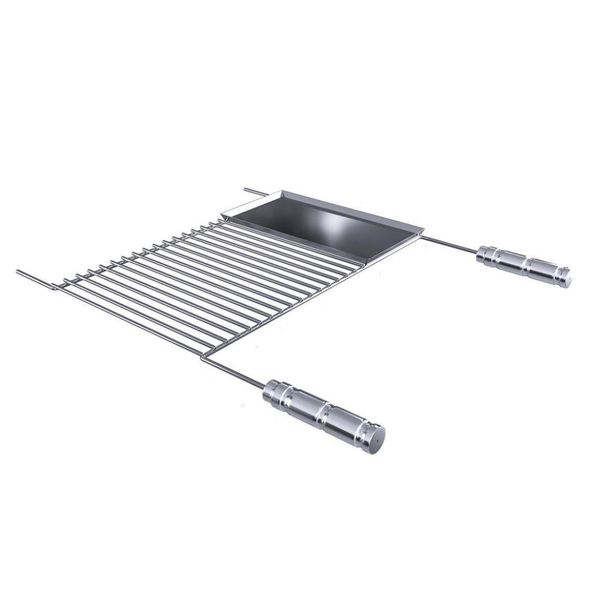 Grelha Para Churrasco Em Aço Inox Com Chapa Auxiliar 70x58 Cm