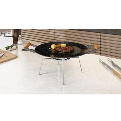 Disco Para Churrasco Esmaltado Com Alça De Madeira 43 Cm
