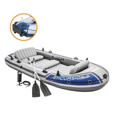 Bote Inflável Intex Excursion 5 C- Suporte Motor Remos Barco