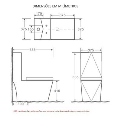Vaso Sanitário Caixa Acoplada Monobloco Imperial Diamond