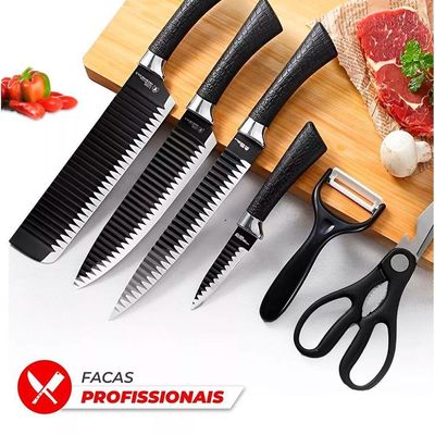 Kit Facas Everrich 6 Peças Aço Inox Antiaderente
