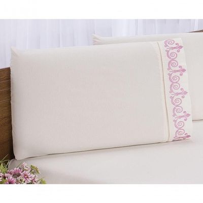 Jogo Lençol Quarto Casal Queen Bordado 3peças Palha Com Rose