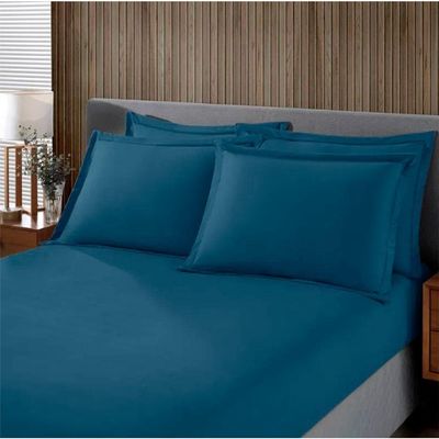 Jogo De Cama Solteiro Malha Liso 2 Peças Image Azul Marinho
