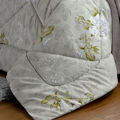Edredom Queen Butterfly Micropercal 7 Peças Cinza