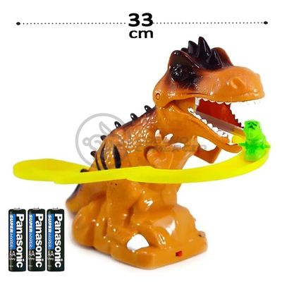 Brinquedo Pista Elevador Com Som E Luz Dinossauro Marrom