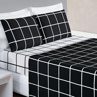 Jogo De Lençol Casal Square 4 Peças Preto