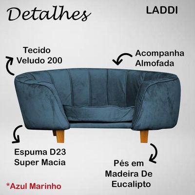 Poltrona Cama Caminha Pet Laddi Veludo Azul Marinho Dvinn Azul Marinho