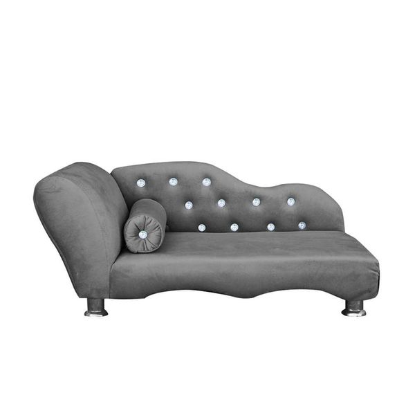 Cama Caminha Diva Pet Veludo Strass Cinza Dvinn Cinza