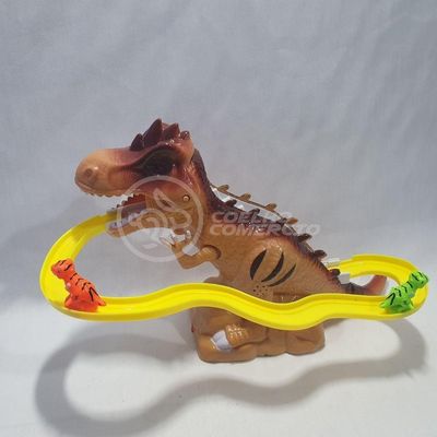 Brinquedo Pista Elevador Com Som E Luz Dinossauro Marrom
