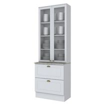 Cristaleira 2 Portas E 2 Gavetas Americana Branco Com Tampo Calcare - Móveis Henn Branco Hp