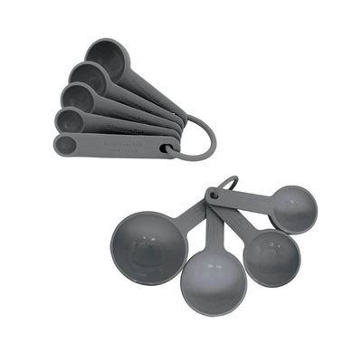 Jogo 4 Xícaras E 5 Colheres Medidoras Luxo Cinza Kitchenaid