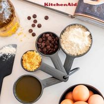 Jogo 4 Xícaras E 5 Colheres Medidoras Luxo Cinza Kitchenaid