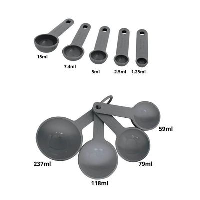 Jogo 4 Xícaras E 5 Colheres Medidoras Luxo Cinza Kitchenaid