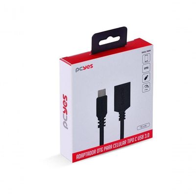 Cabo Adaptador Otg Tipo C Para Usb A 3.0 Para Celular Smartphone 15 Cm Preto - P3amup-15