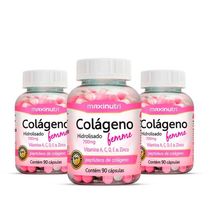 Kit 3 Colágeno Femme Maxinutri Vitaminas E Zinco 90 Cápsulas