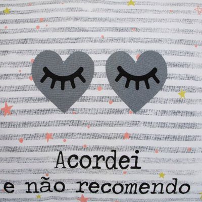 Fronha Portallar Malha 100% Algodão Estampa Localizada Acordei 48cmx68cm Branco