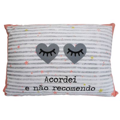 Fronha Portallar Malha 100% Algodão Estampa Localizada Acordei 48cmx68cm Branco