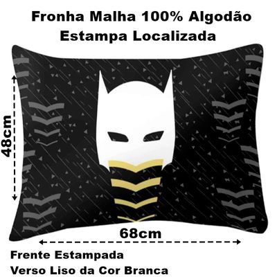 Fronha Portallar Malha 100% Algodão Estampa Localizada Mascara 48cmx68cm Branco