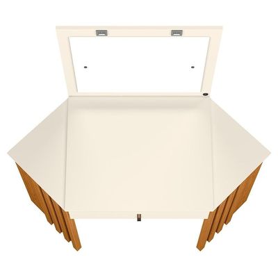 Penteadeira Camarim De Canto Com Espelho 1 Gaveta Glitter Cinamomo-off White - Albatroz