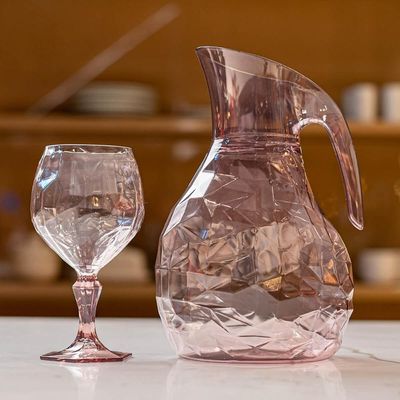 Conjunto 6 Taça Para Água Suco 350ml Plástico UZ Tango Translucida Rosa