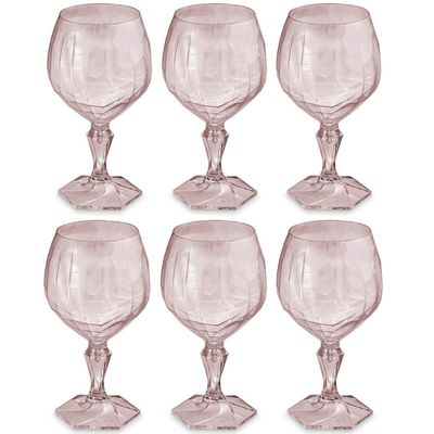 Conjunto 6 Taça Para Água Suco 350ml Plástico UZ Tango Translucida Rosa